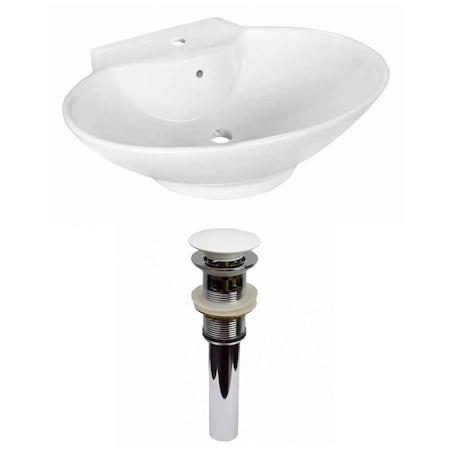 22.75-in. W Above Counter White Vessel Set For 1 Hole Center Faucet